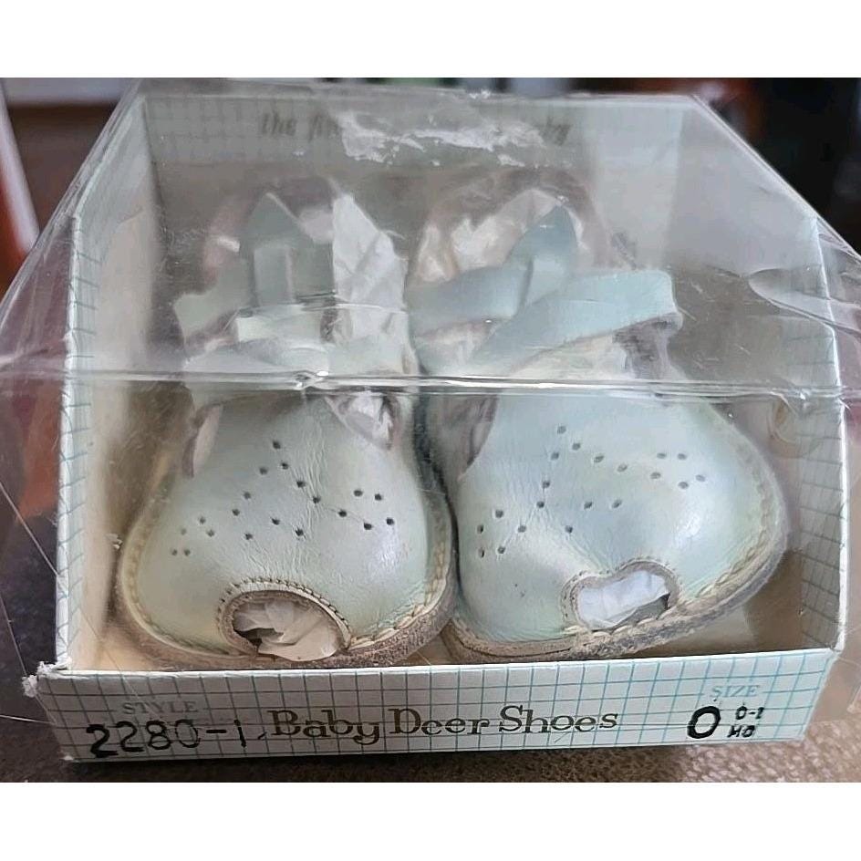 Vintage Baby Deer Mint Leather Crib Shoes Nos Original Box Size 0 Made Usa 1970s